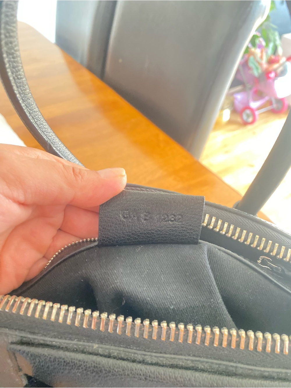 Givenchy Small Leather Satchel in Charcoal Gray with Gold Logo - Picture 8 of 8